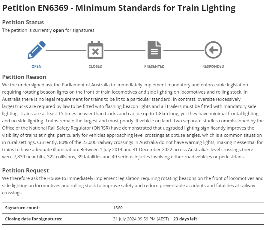 Minimum Standards for Train Lighting
